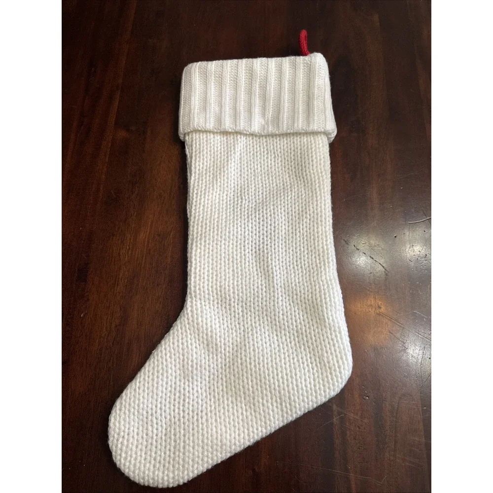 Letter T Monogram Christmas Stocking Wondershop Initial Target Knit Ivory White‎